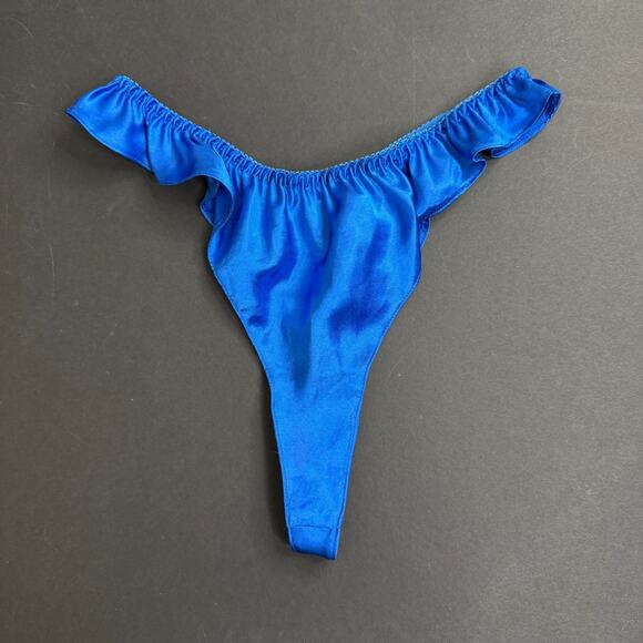 Fredericks of Hollywood VTG Lingerie Set Chemise Robe Short Ruffle Blue Large OS - Picture 9 of 14